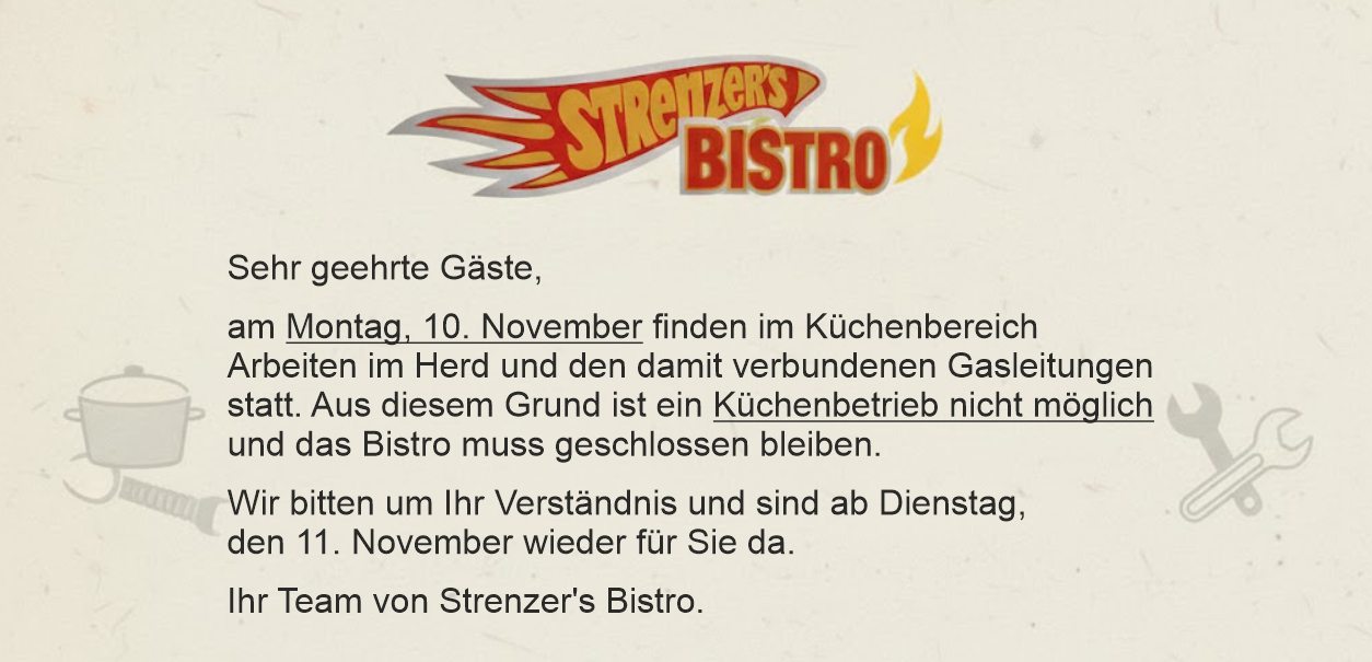 Schließtag 10.11.