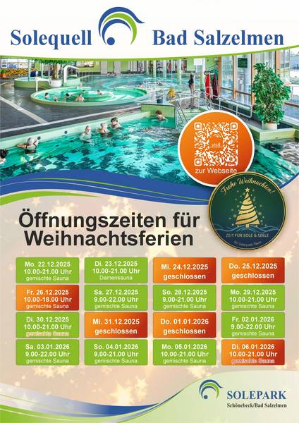 Solequell-Öffnungszeiten zum Jahreswechsel