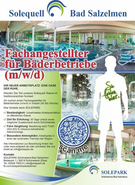 Stellenausschreibung FA für Bäderbetriebe (m/d/w) zum 01.07.2026