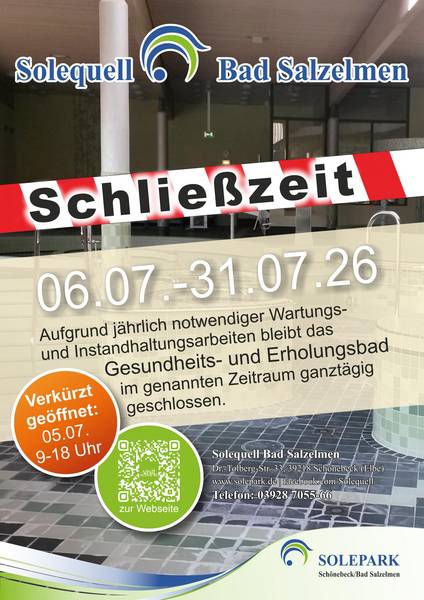 Solequell: Schließzeit 2026