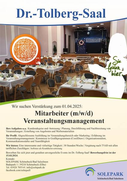 Stellenausschreibung Veranstaltungsmanagement Plakat