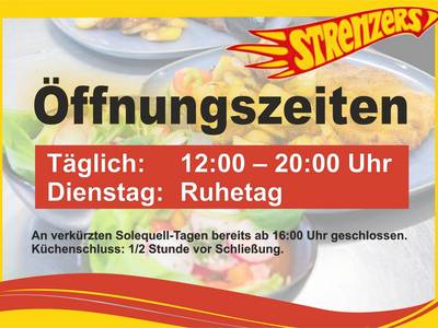 Öffnungszeiten Strenzers Gastronomie