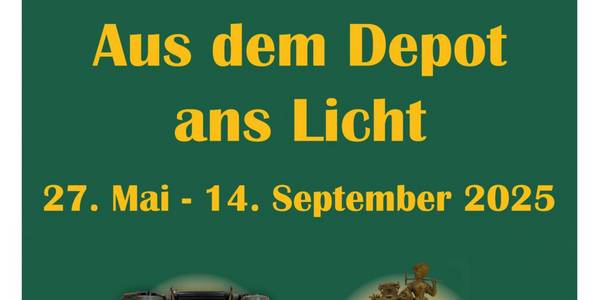 Plakat auf grünem Untergrund mit gelber Schrift zur Sonderausstellung des Salzlandmuseums.