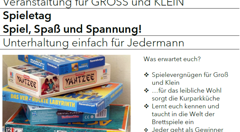 Spieletag für Groß und Klein Spieletag für Groß und Klein