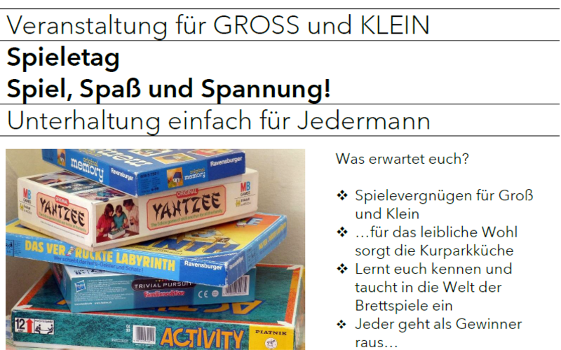Spieletag für Groß und Klein